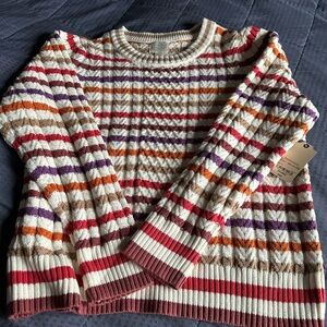 St. John's Bay Red and Purple Crew Neck Sweater